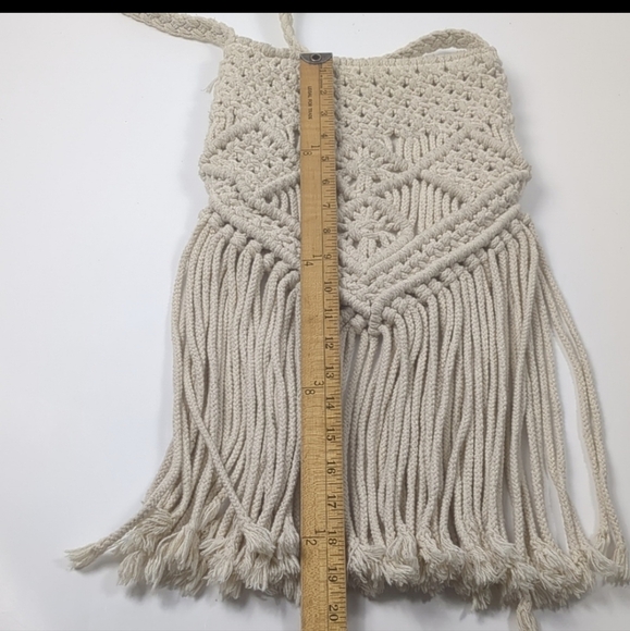 Mossimo Ivory Boho Macrame with Fringe Crossbody Purse - Picture 5 of 5